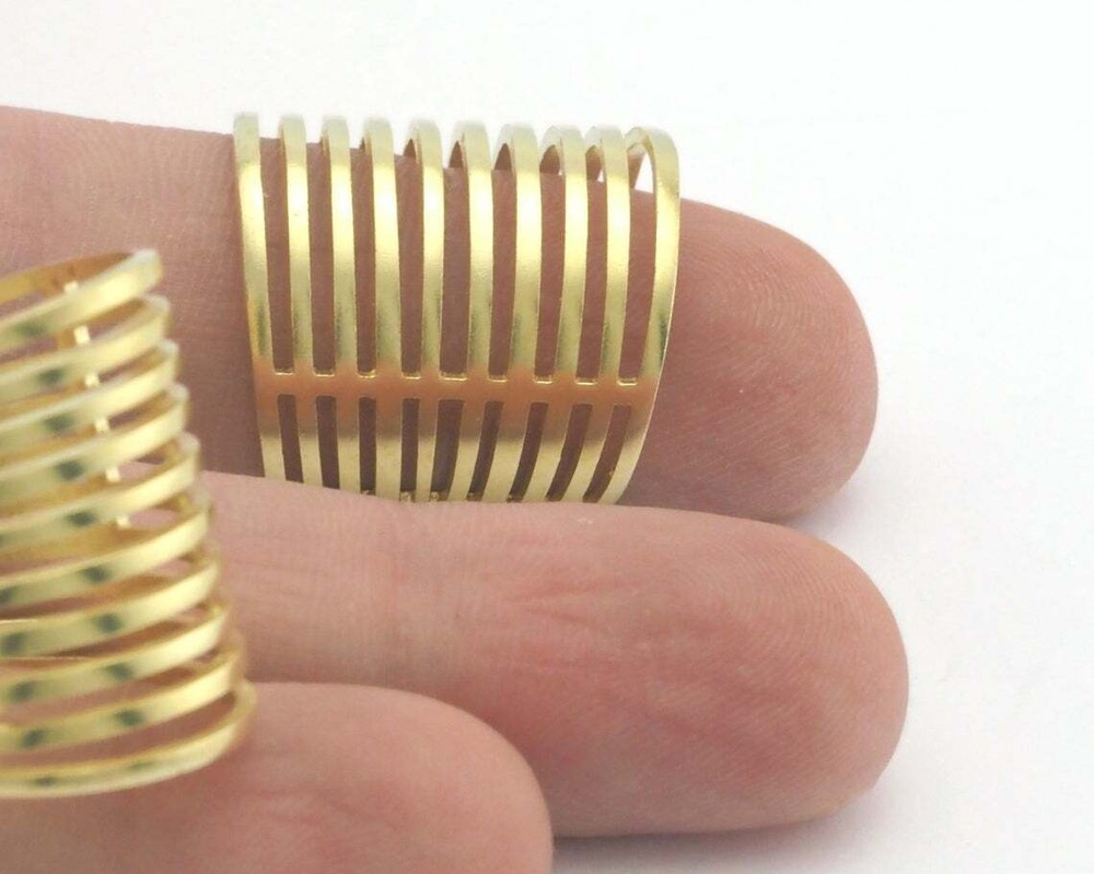 Statement ring separate lines Adjustable Ring Raw Brass 6US 9.5US size 4297