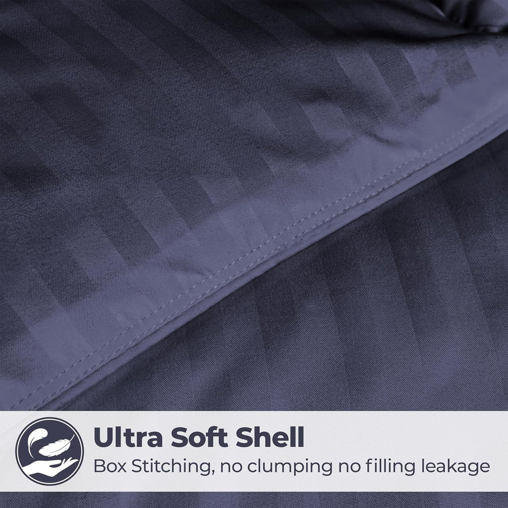 Brushed Microfiber 1 Cm Striped Comforter, down Alternative Bedding, Reversible,