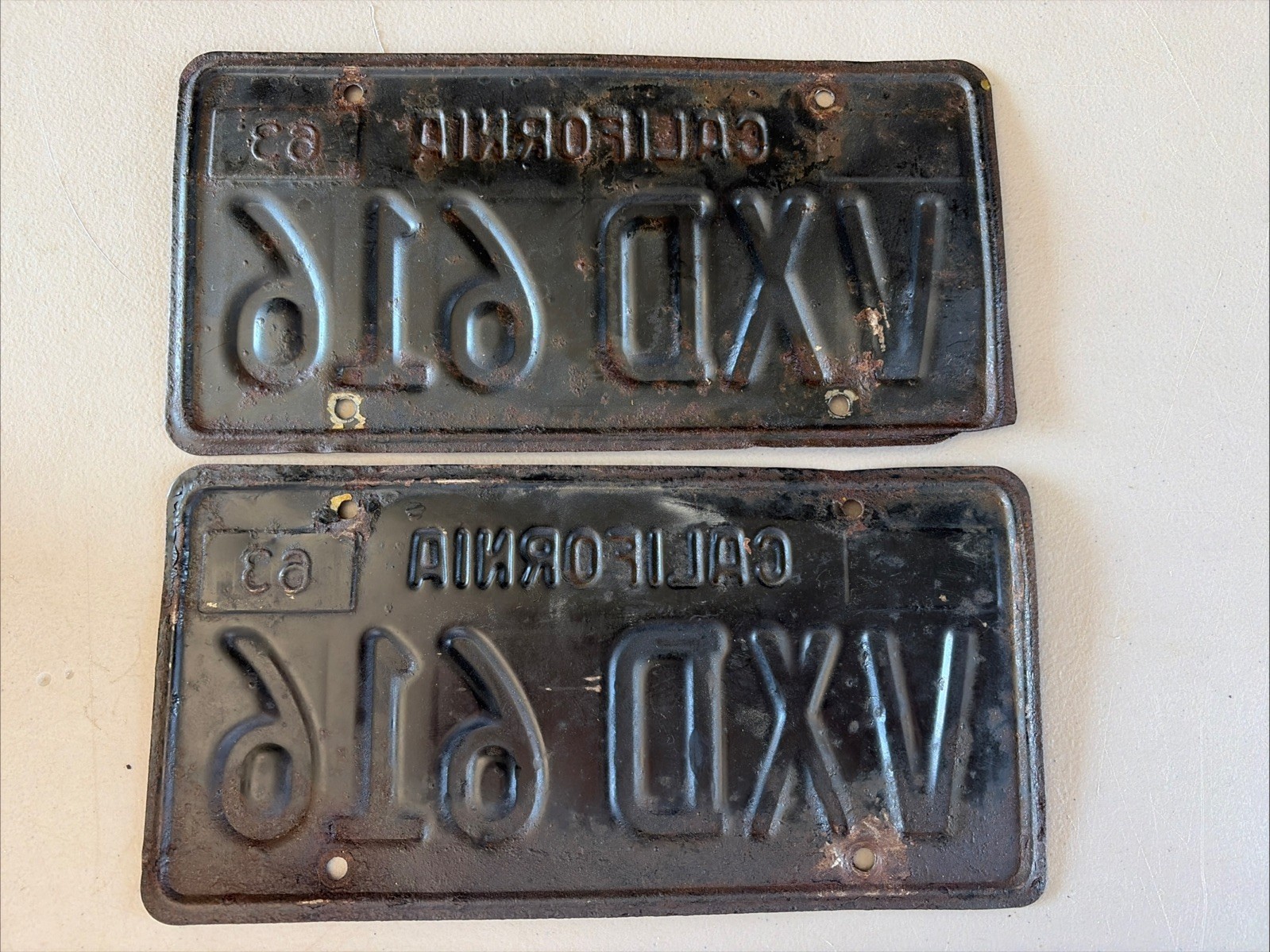 1963 California License Plate Set Pair