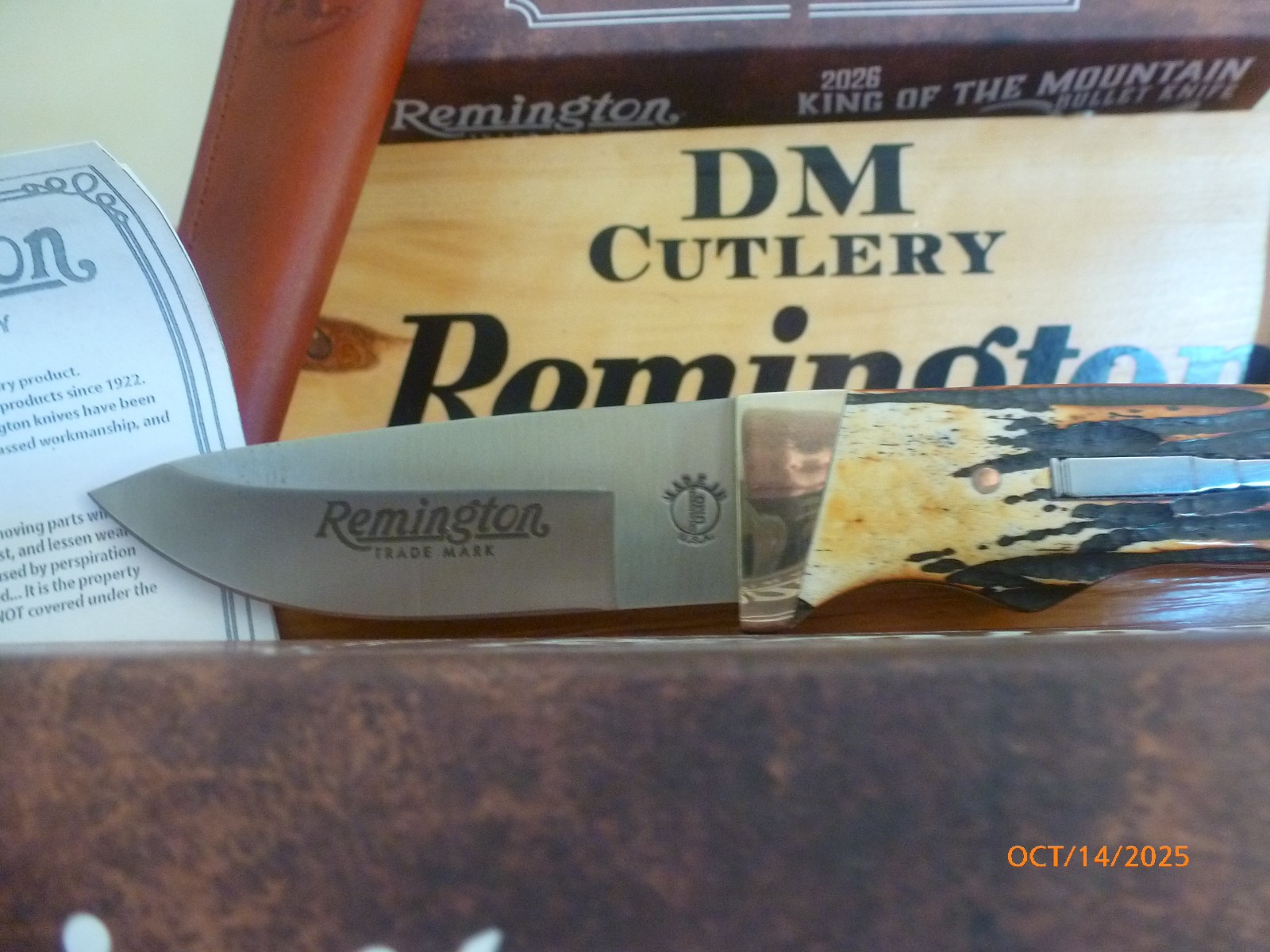 Remington 2026 Bullet Knife King of the Mountain Stag Bone Fixed Blade w/Sheath