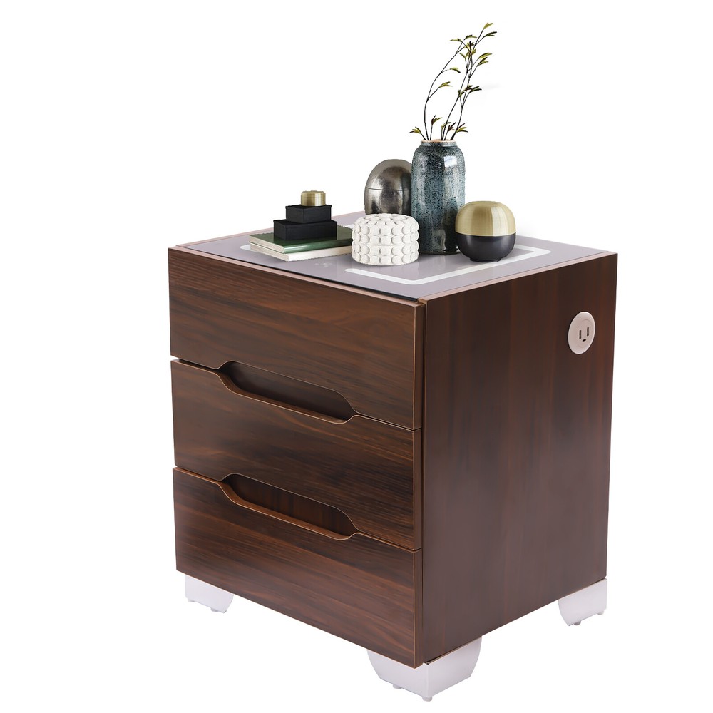 1x Modern Nightstand Table End Side Bedside Table Bedroom With 3 Drawers