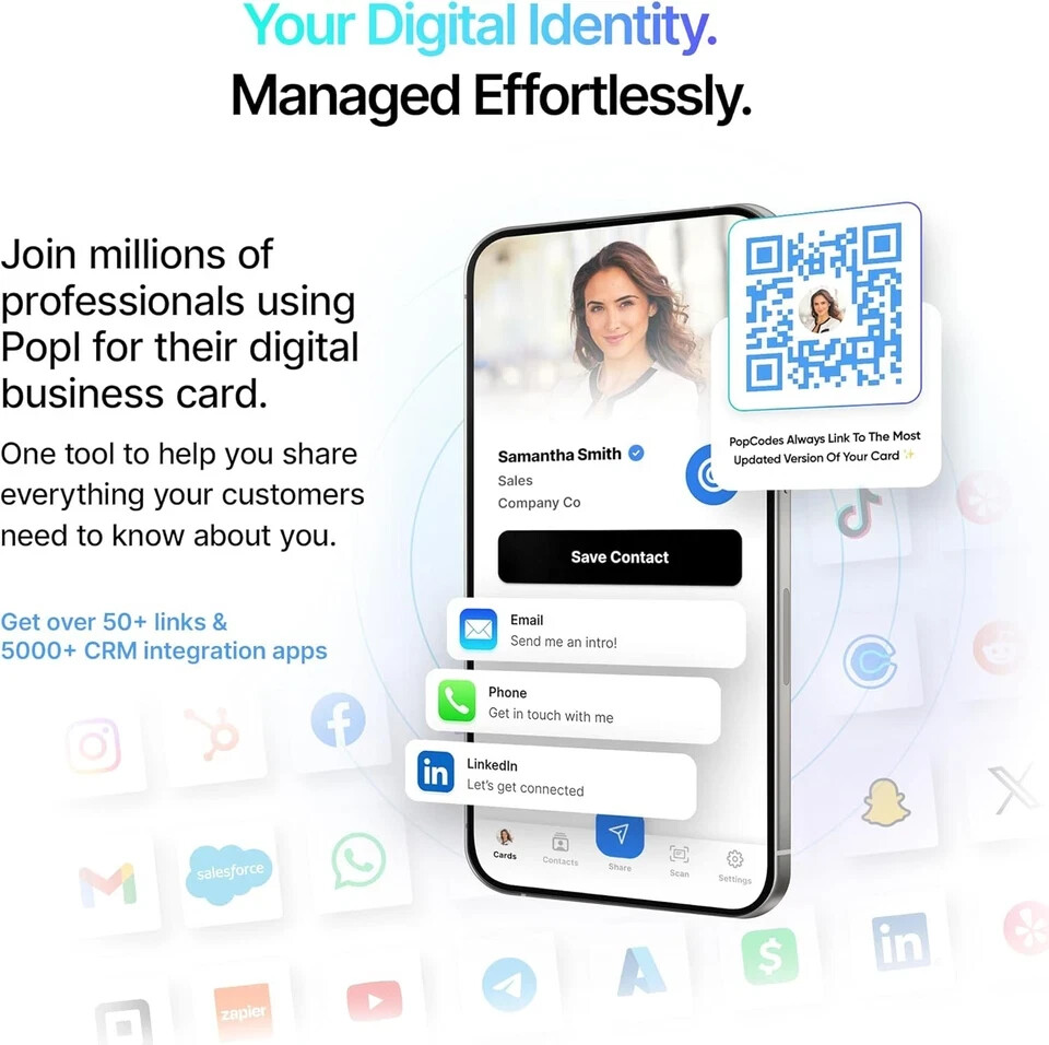 Popl Digital Business Card - Smart NFC Networking - Tap to Share - Black