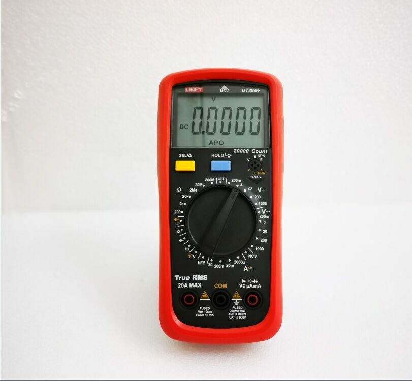 UNI-T True RMS Multimeter AC DC Voltmeter Ammeter Ohmmeter Cap Temp Test UT39E+