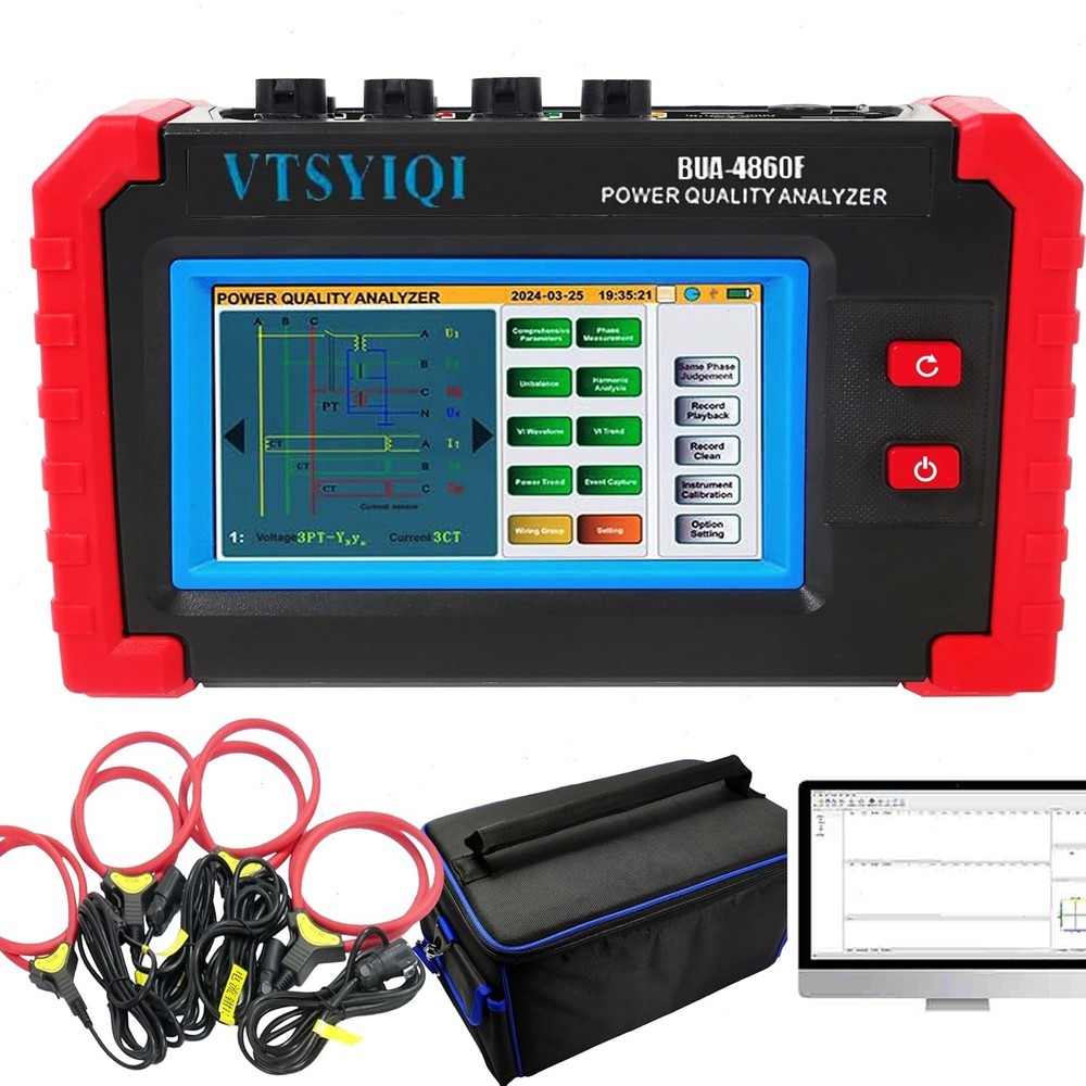 3 Phase Power Quality Meter with Current Range 10A~6000A Phasor Diagram Display