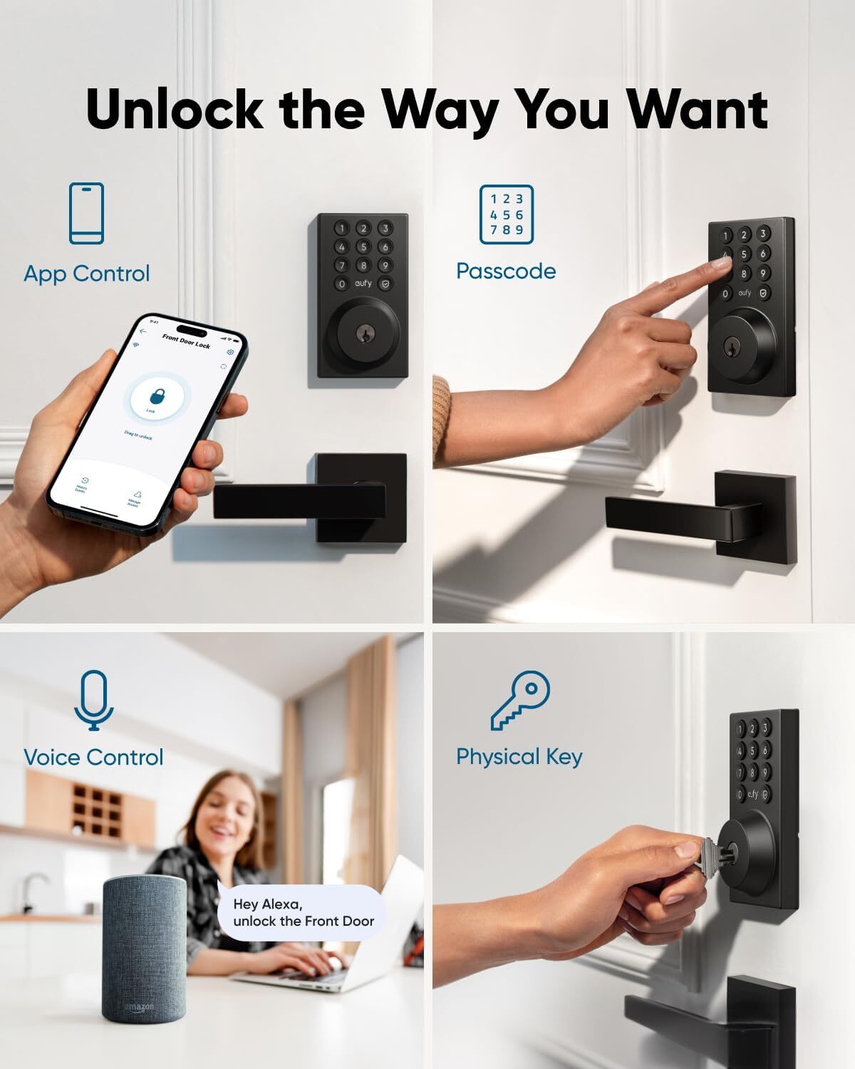 eufy Smart Lock C30+Door Lever Keyless Entry Door Lock WiFi Deadbolt App Control