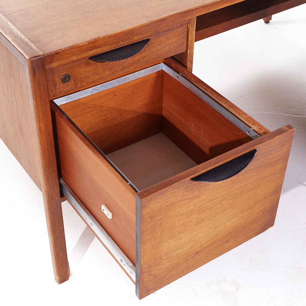 Jens Risom Mid Century Walnut Corner Desk