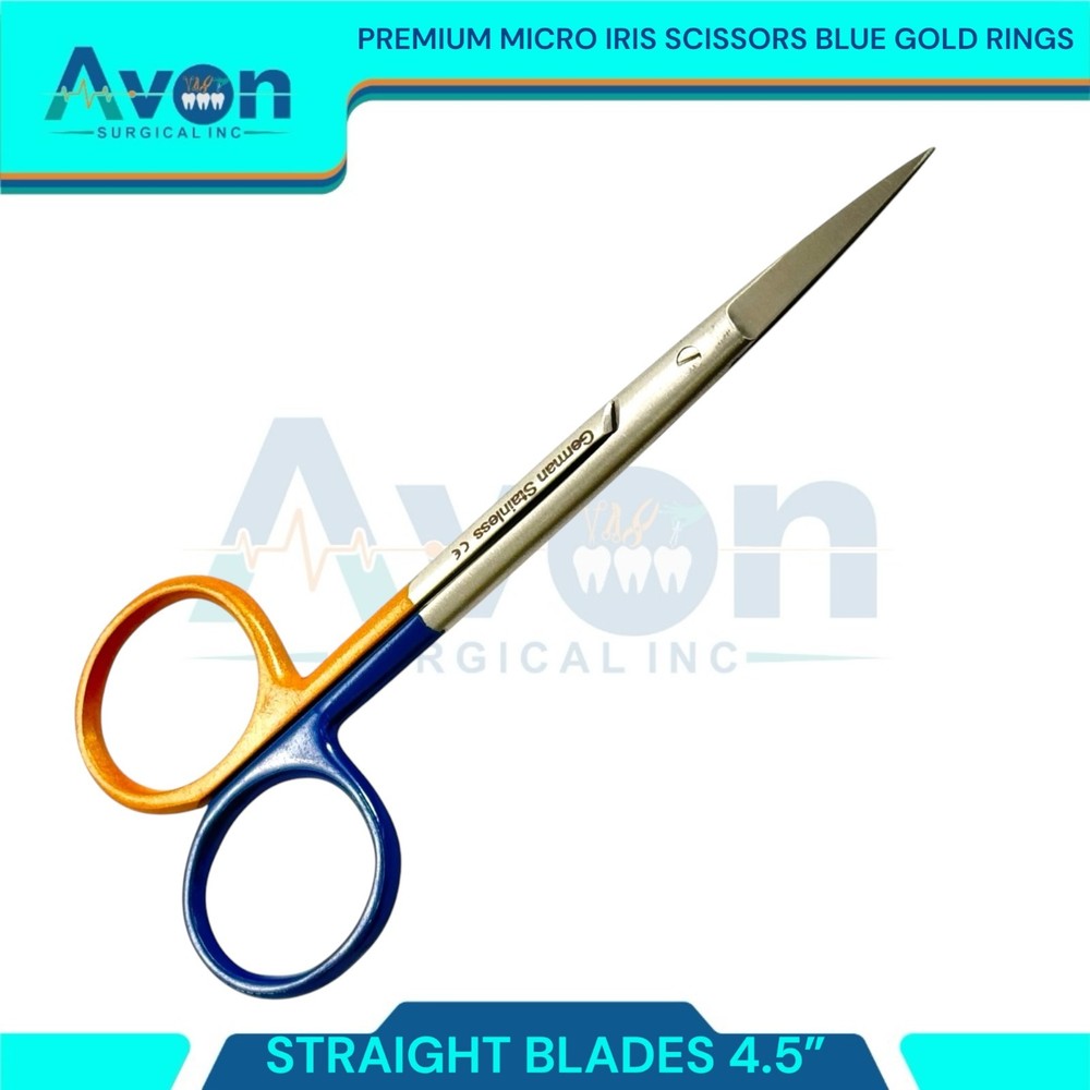 Straight-Tiped Multi-Color Iris Scissors 4.5" Gold/Blue Handle - Sharp - 1pc