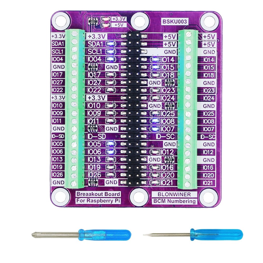 Breakout Board for Raspberry Pi GPIO Status LED Terminal Block Shield Hat