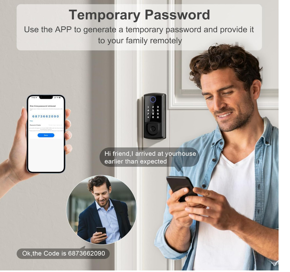 Smart Door Lock, Keyless Entry Security Smart Deadbolt with Touchscreen Keypad