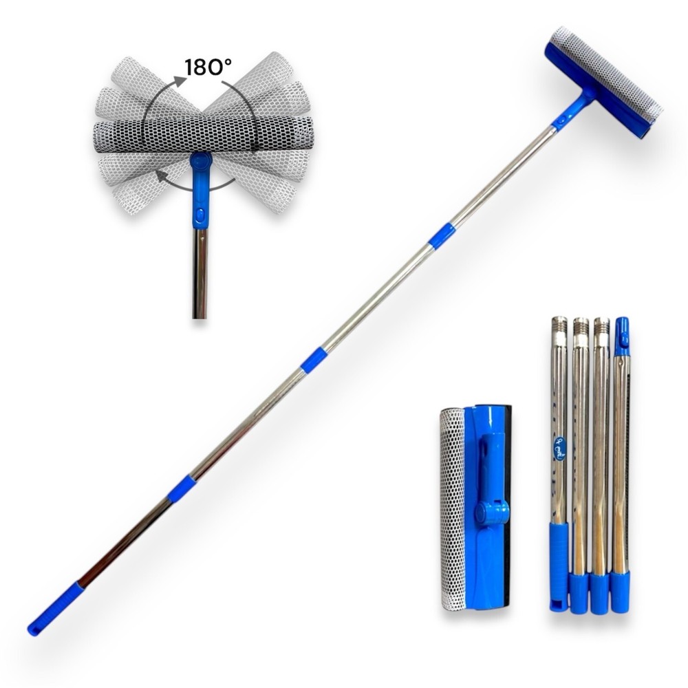 Extenable Long Pole 2 in 1  Window/Glass cleaning squeezee