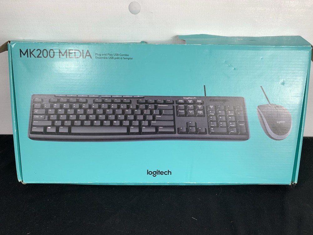 New Logitech MK200 Media Plug & Play USB Combo Keyboard & Mouse Open Box