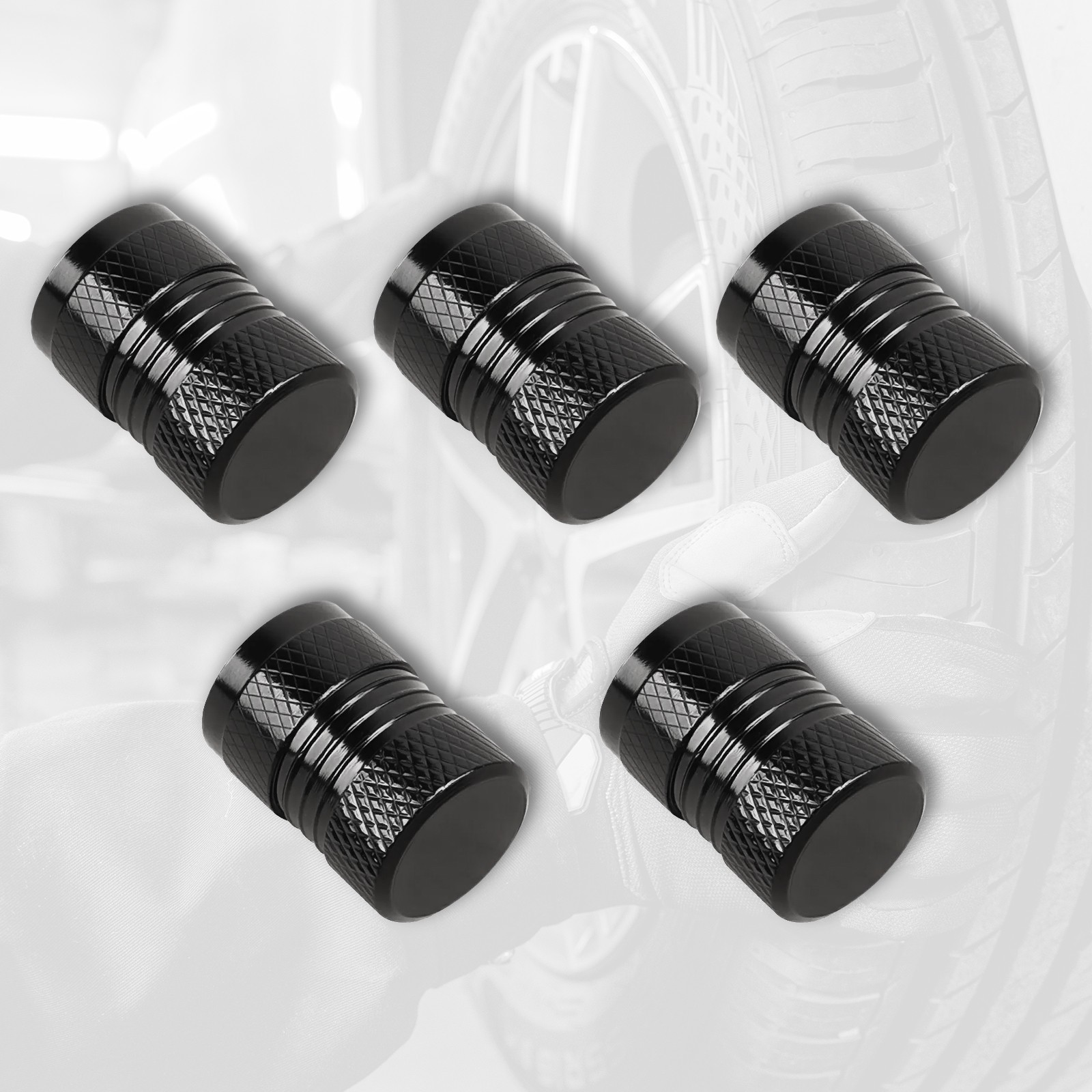 5PCS BLACK Aluminium Tire Valves Air Dust Cover Stem Caps for Wheel Car SUV Bike