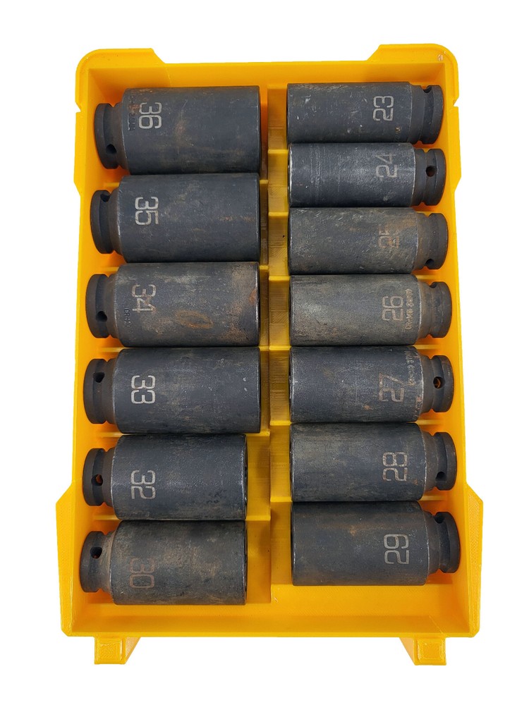 Milwaukee Packout Compact Compatible Dewalt 1/2" Metric Deep Impact Socket Tray