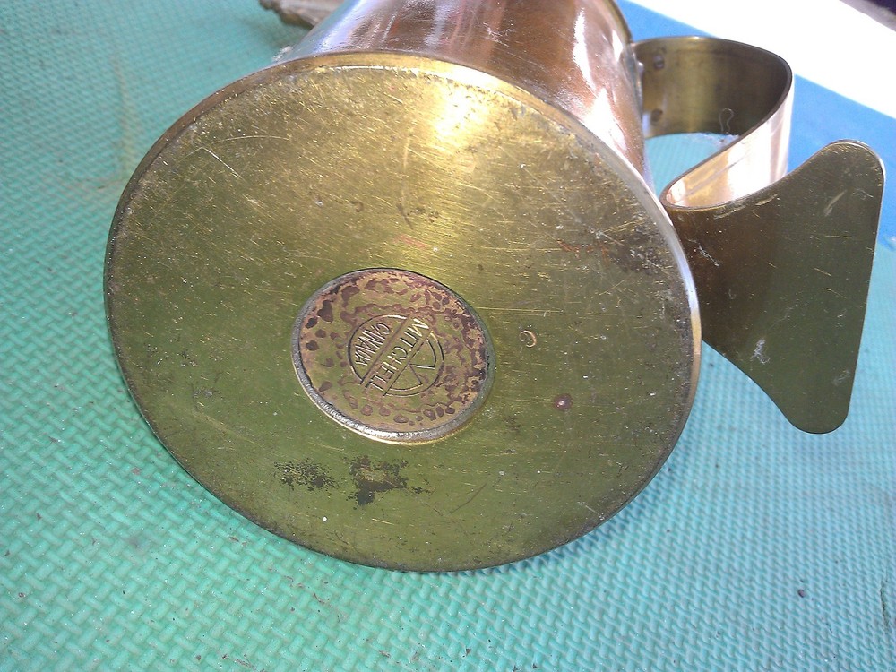 24ff61 BRASS FIRE STARTER SET: MITCHELL CANADA, ALL IS BRASS EXCEPT FOR STONE