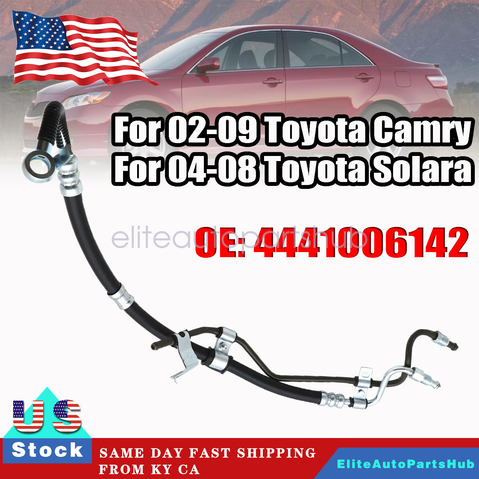 For 02-09 Toyota Camry 04-08 Solara Power Steering Pressure & Return Line Hose