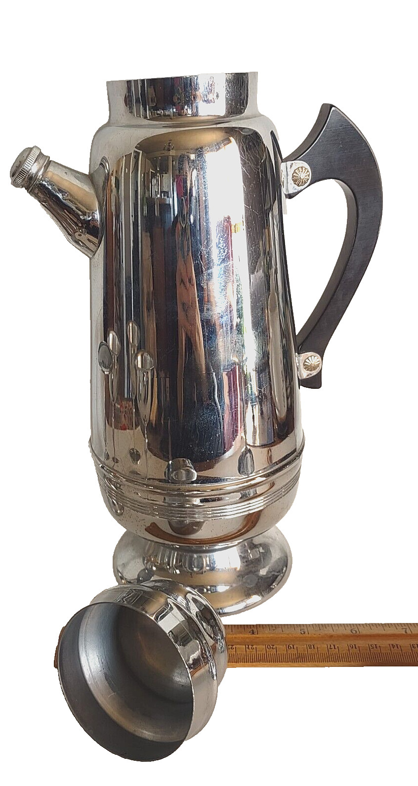 Vintage Chrome Art Deco Pitcher Style Cocktail Shaker With Bakelite? Handle