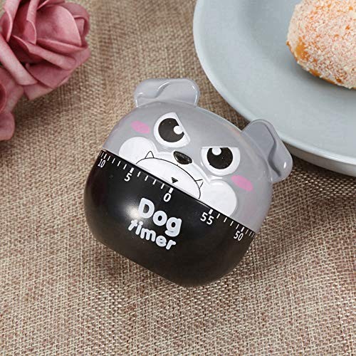 Mechanical Kitchen Timer, Cute Dog Wind Up 60 Minute Manual Countdown Gray