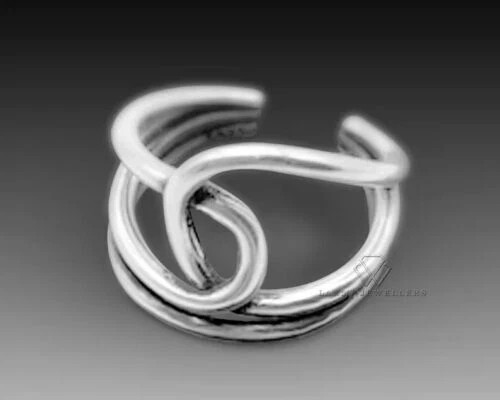 Solid 925 Sterling Silver Band & Statement Knot Thumb Handmade Ring All Size
