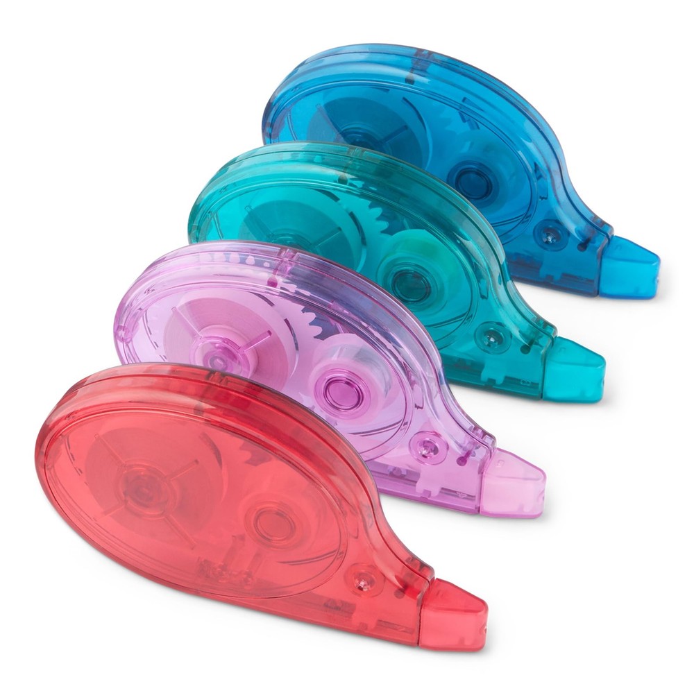 Amazon Basics White-Out Correction Tape 4-Count Pack, Green,purple,red ,Bule
