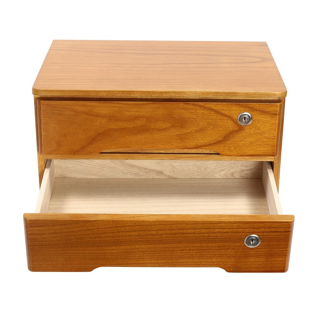 2-Tier Office Lockable Desktop Box Storage Drawer Files Organizer Multi-purpose