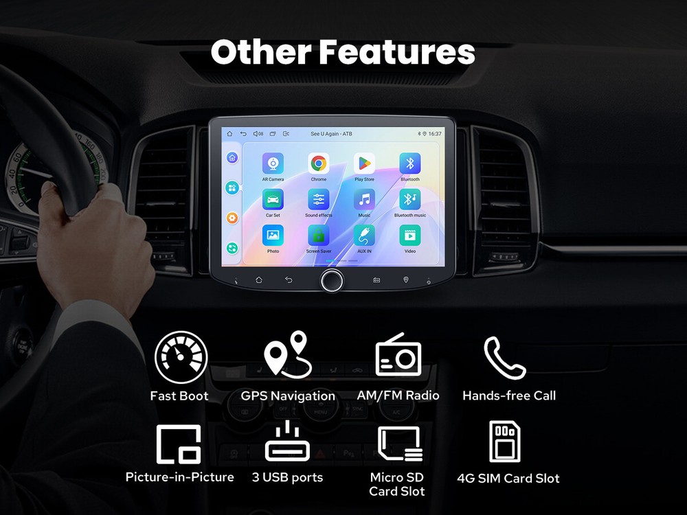 8 Inch Single Din 8+128GB Head Unit Support Backup Camera Wireless Android Auto