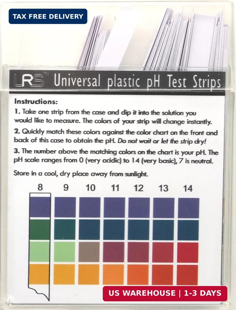 Plastic pH Test Strips, Universal Application (pH 0-14), 100 Strips | for Saliva