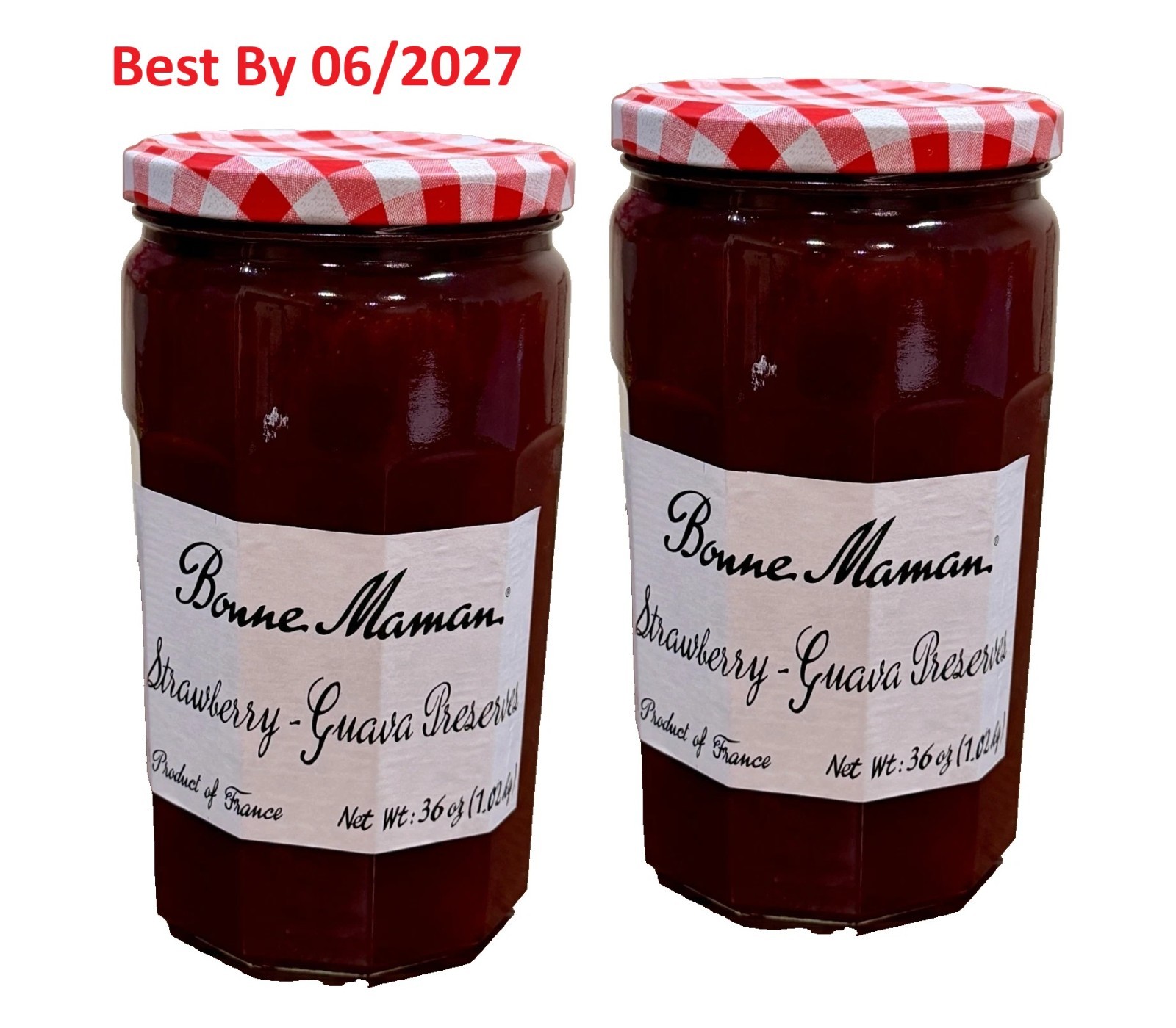 2-PACK Bonne Maman Strawberry Guava Preserve, 36 Oz large bottle