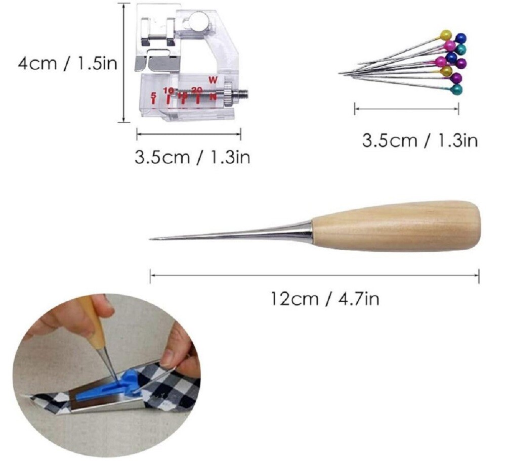 60 Pcs Fabric Bias Binding Tape Maker Kit - Binder Foot, Sewing & Quilting Tools