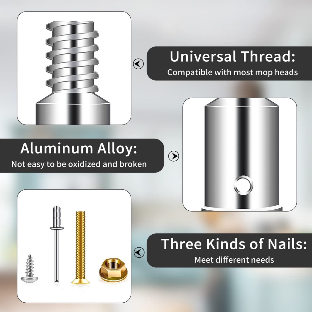 2 Pcs Threaded Tip Replacement Repair Kit Metal Threaded Handle Tips for 1" Wood