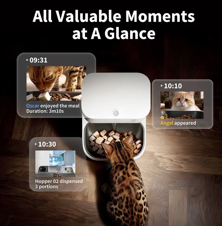 PetKit YumShare Dual-Hopper w/Camera Gen 1 Smart Pet Feeder, 5L Capacity Total