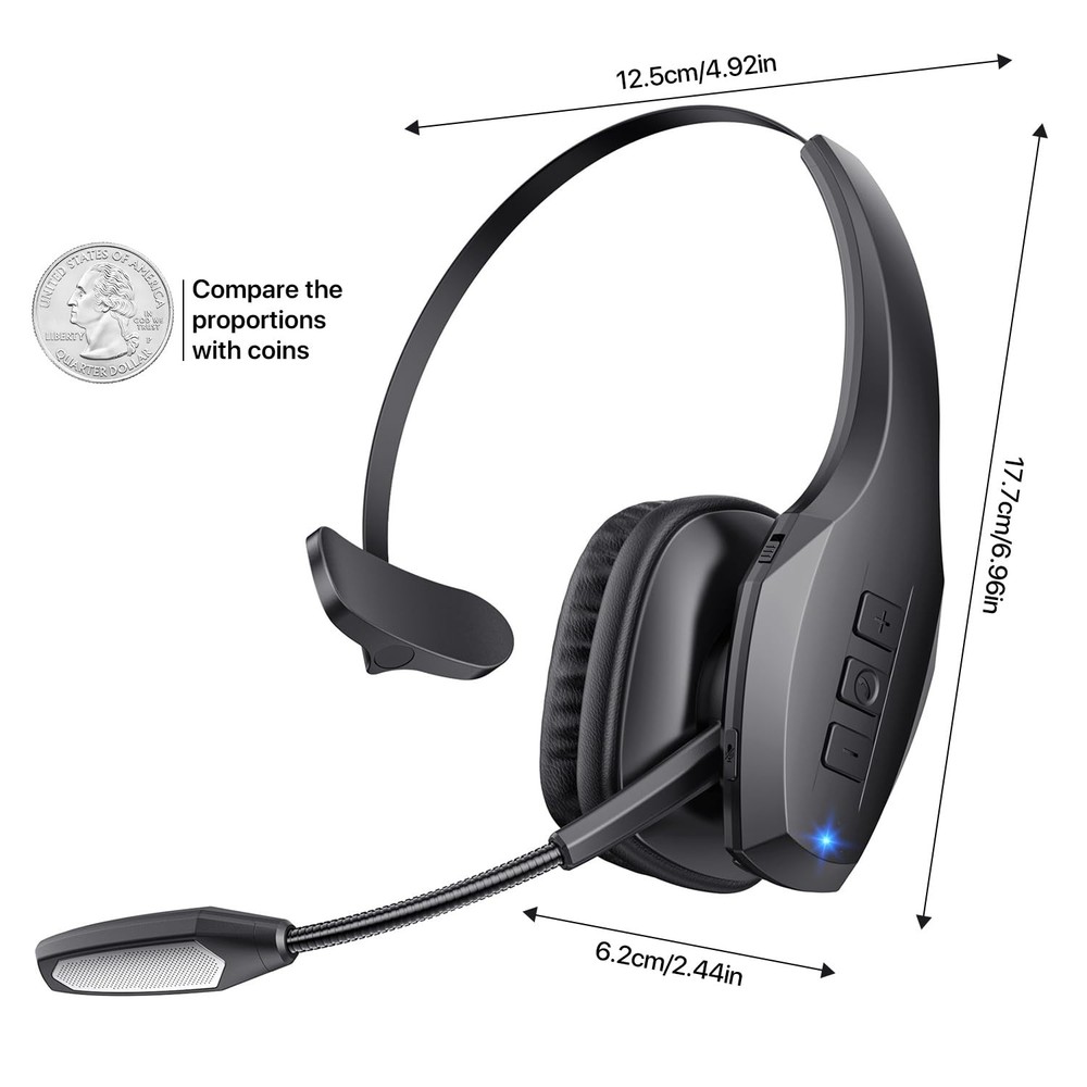 Trucker Bluetooth Headset, Wireless Headset with Mic, Bluetooth Headsets with...