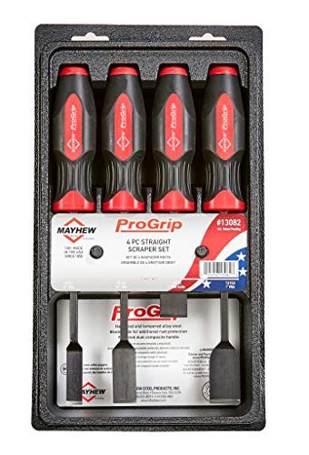 Mayhew Tools 13082 4-Piece Straight Scraper Set, Progrip