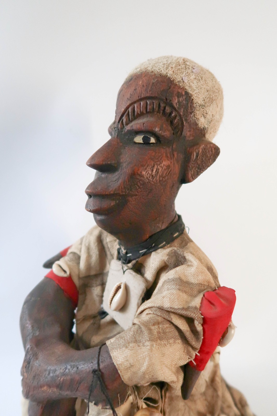 Large 15" Vintage Moroccan Folk Art Leather Doll Medicine Man Shaman Figurine