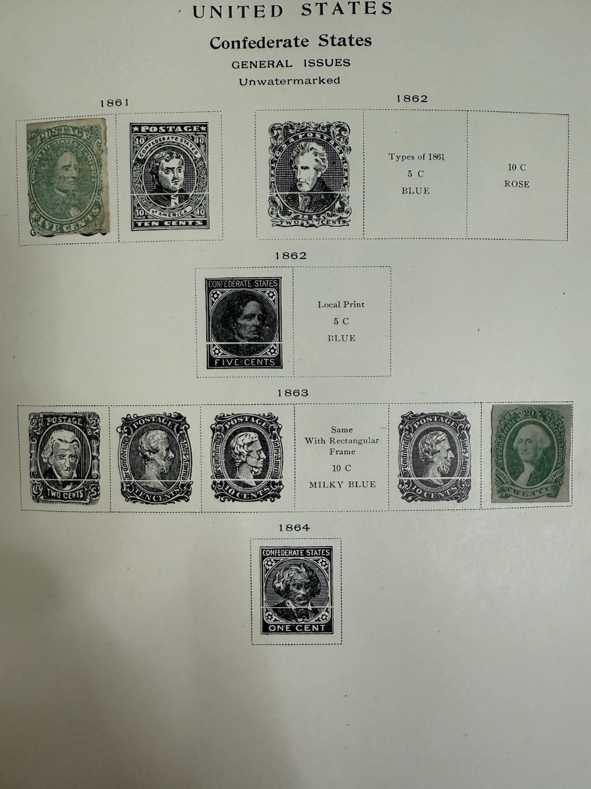 United States -1861 & 1863 Confederate States General Issues