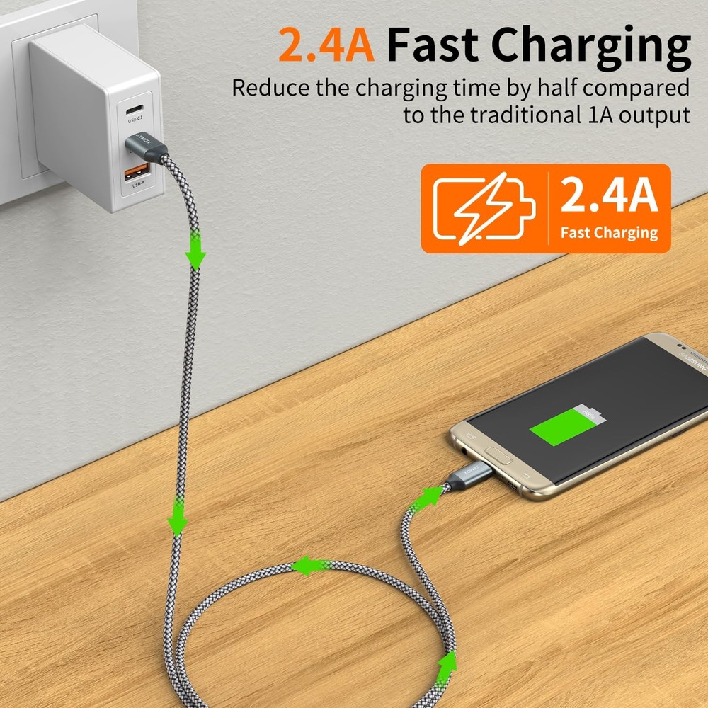 JXMOX USB C to Micro Cable, (3.3ft 2-Pack) Type C Charger...