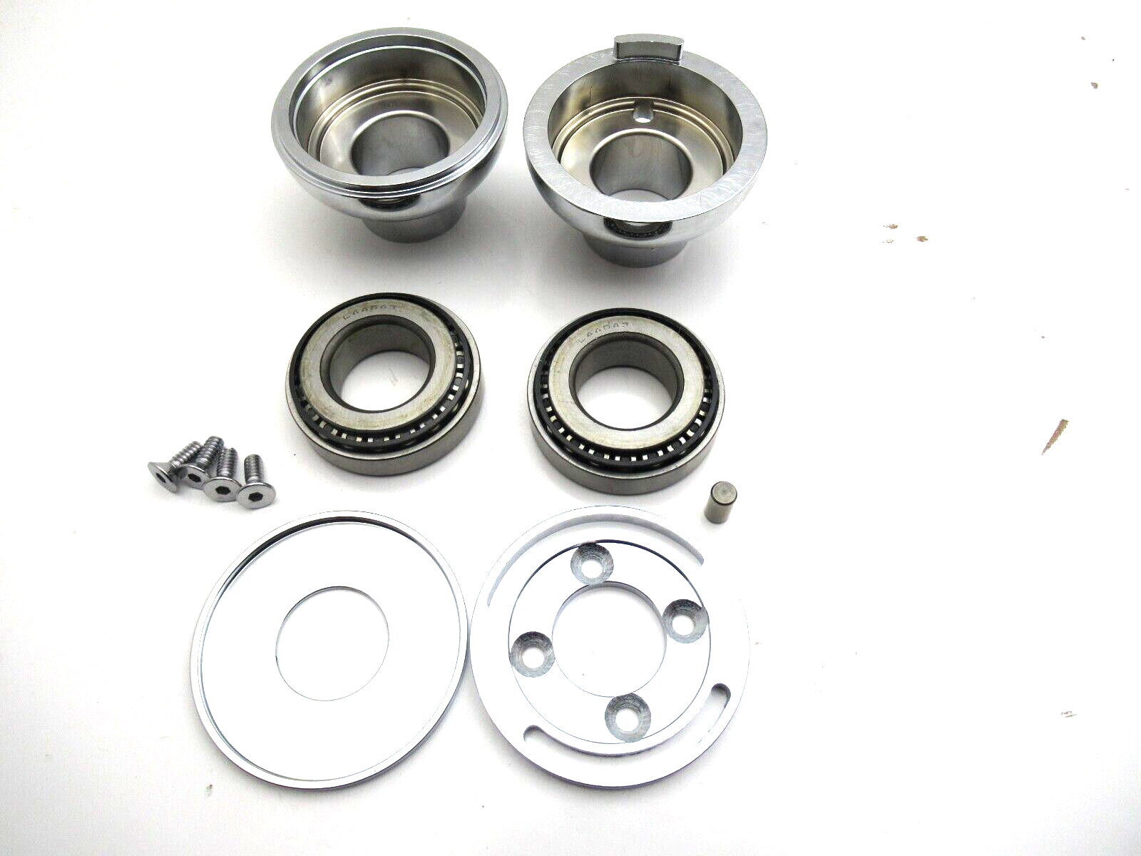 FOR HARLEY BT, CHROME INTERNAL FORK STOP, NECK BEARING KIT, CUSTOM -36 AND UP BT