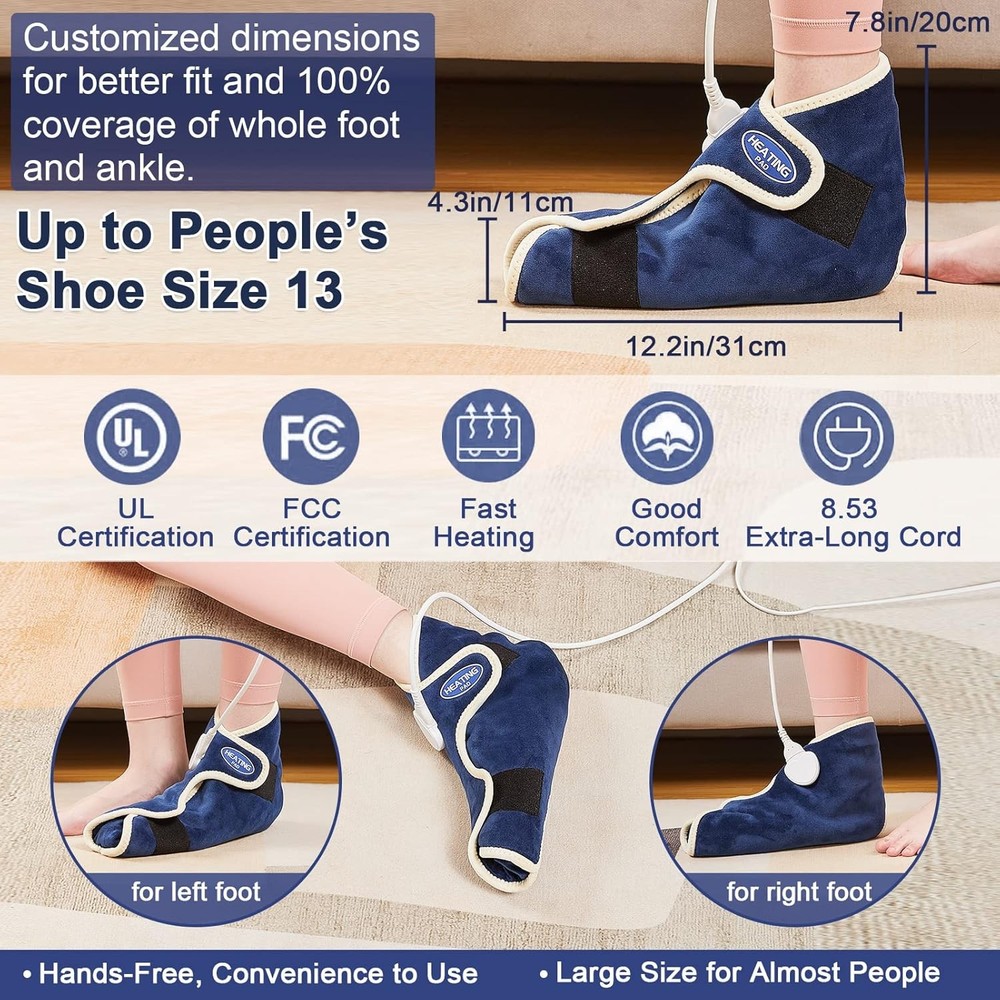 Ankle/Toe/Foot Warmer Full Coverage Heated Foot Wrap 86-158℉ Continuous Setting