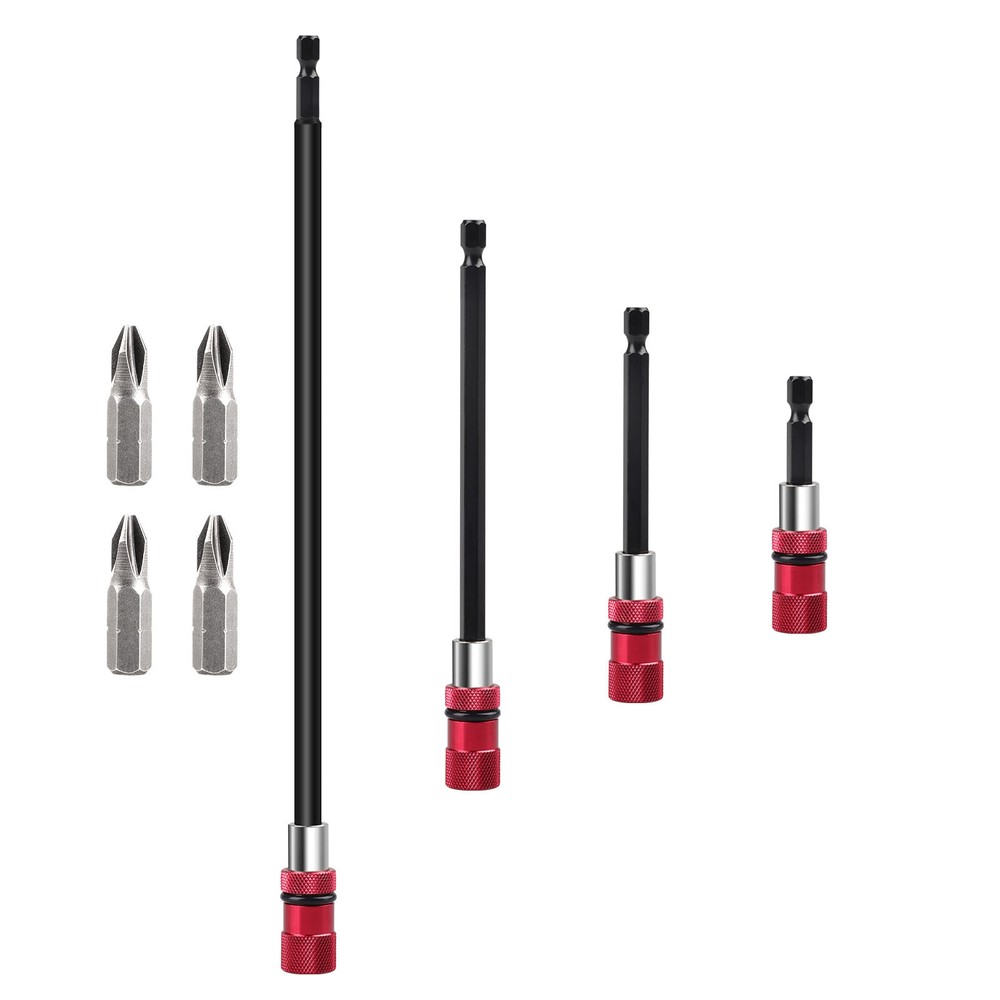 4Pc Magnetic Extension Socket Drill Bit Holder Screwdriver 1/4" Hex Shank Quick