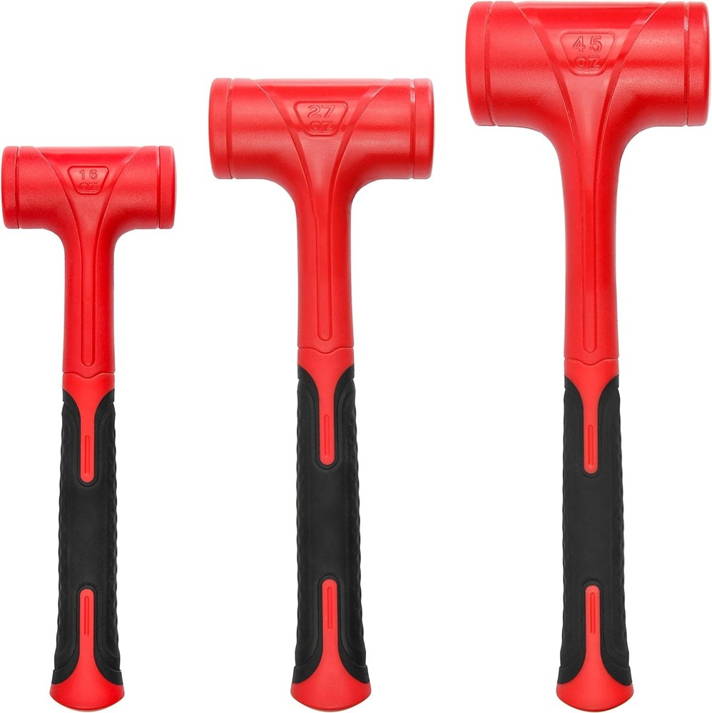 Dead Blow Hammer Set, 3 1-3LB, Red, Black