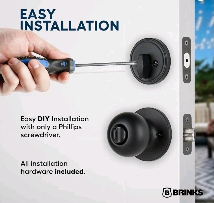 Brinks Matte Black Transitional Keyed Entry Doorknob & Deadbolt Combo