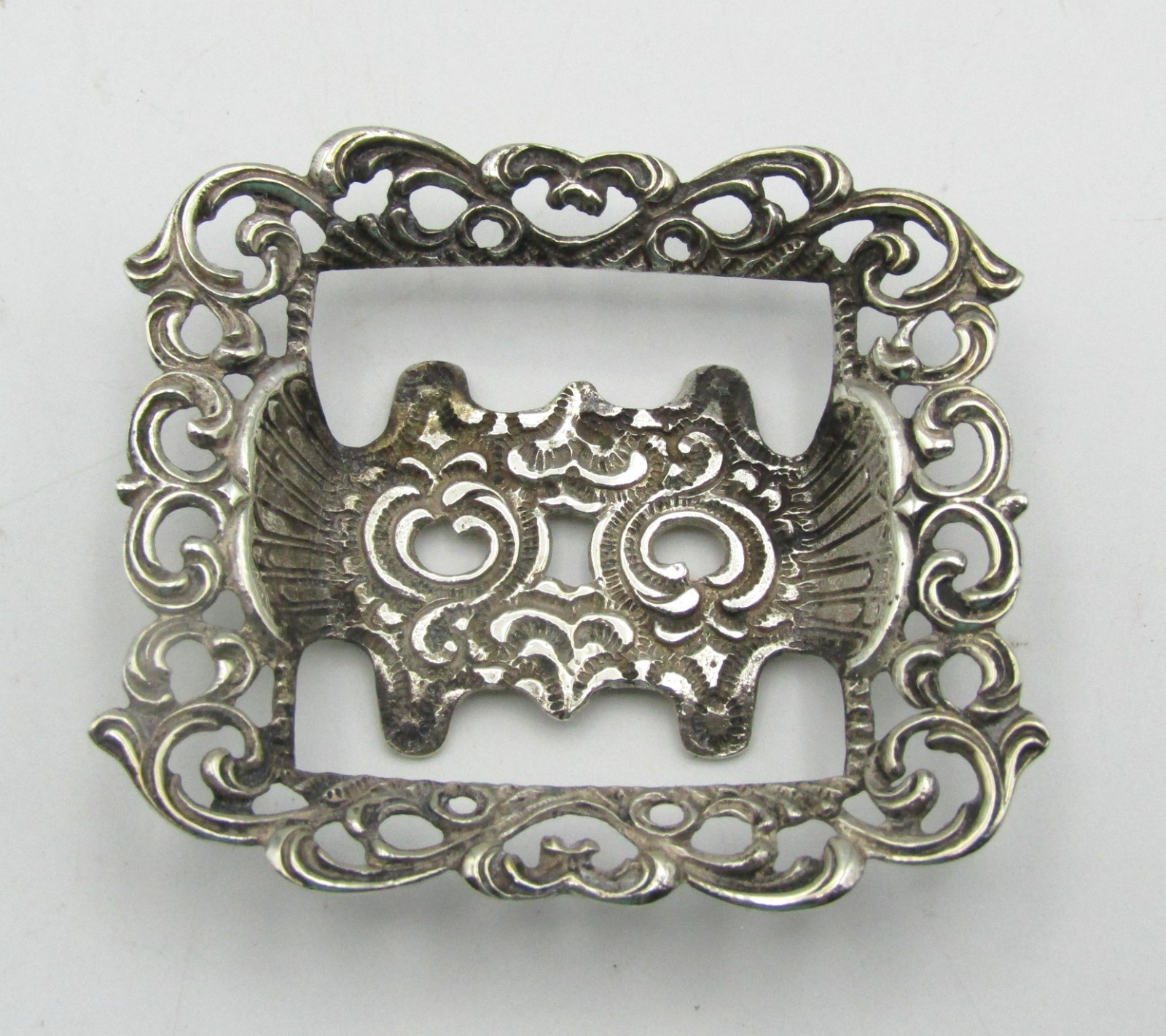 ANTIQUE ORNATE 835 SILVER SALT CELLAR with SPOON