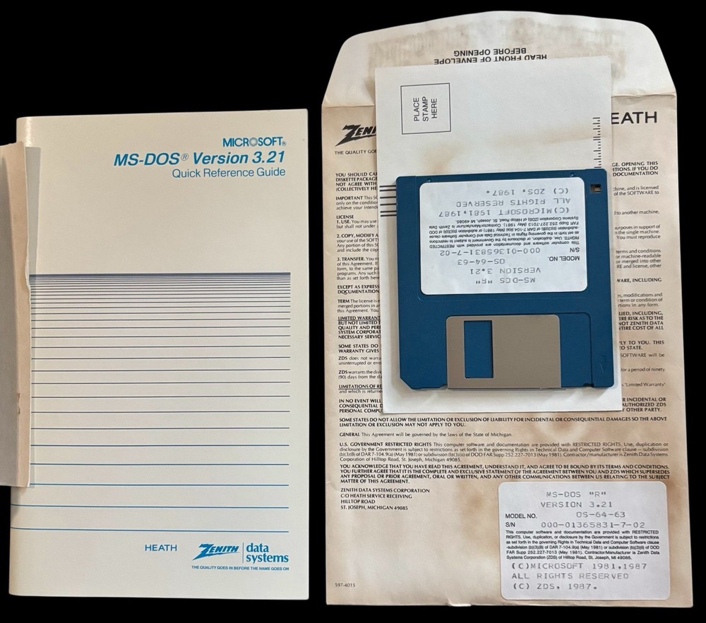 Vintage 1987 Microsoft MS-DOS Software 3.5 Disk, User’s, And Reference Guide