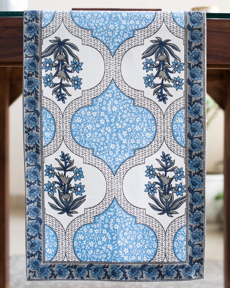 Table Runner with Floral Print - Handmade Authentic Indian Rajasthani Tableware