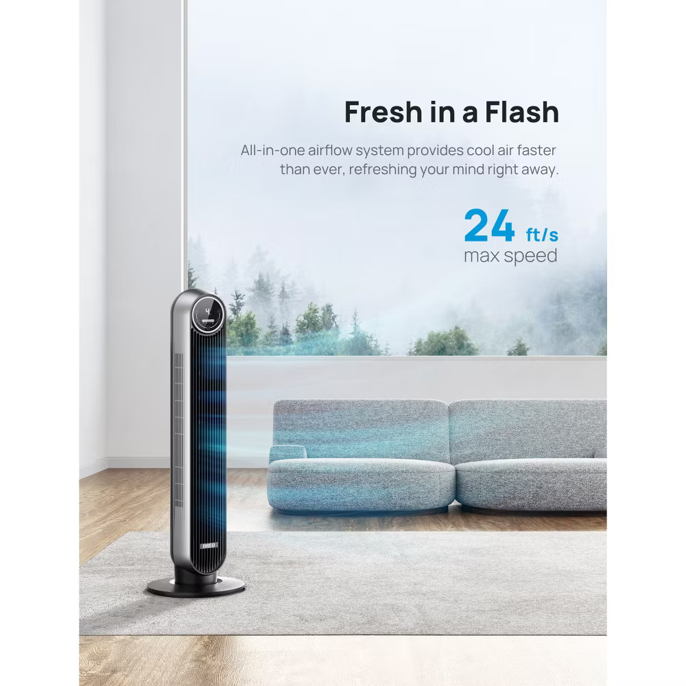 Dreo Nomad 36" Quiet Bladeless Tower Fan Black/Silver