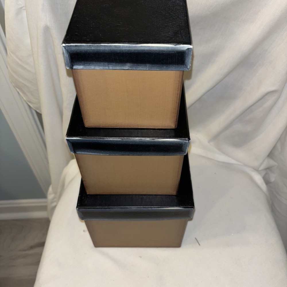 Americana Star Stackable Gift Boxes Cardboard Set (3) Multicolor Preowned