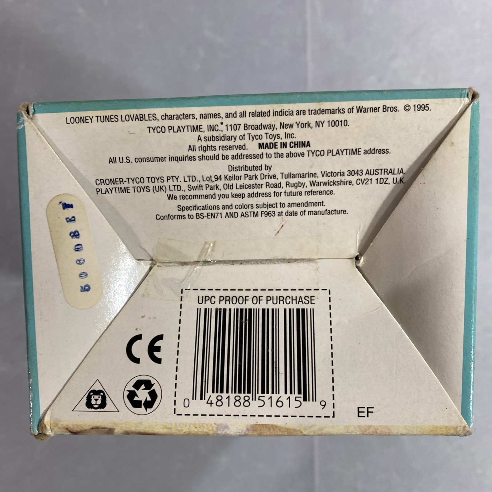 Vintage Tyco 1995 Looney Tunes Lovables Squeezables Bugs Bunny Squeaky Toy NIB