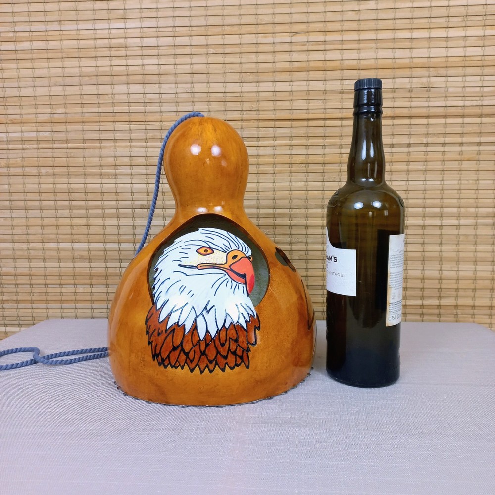 Hand Painted Eagle Thunder Gourd Percussion Instrument - Bald Eagle Claw Art