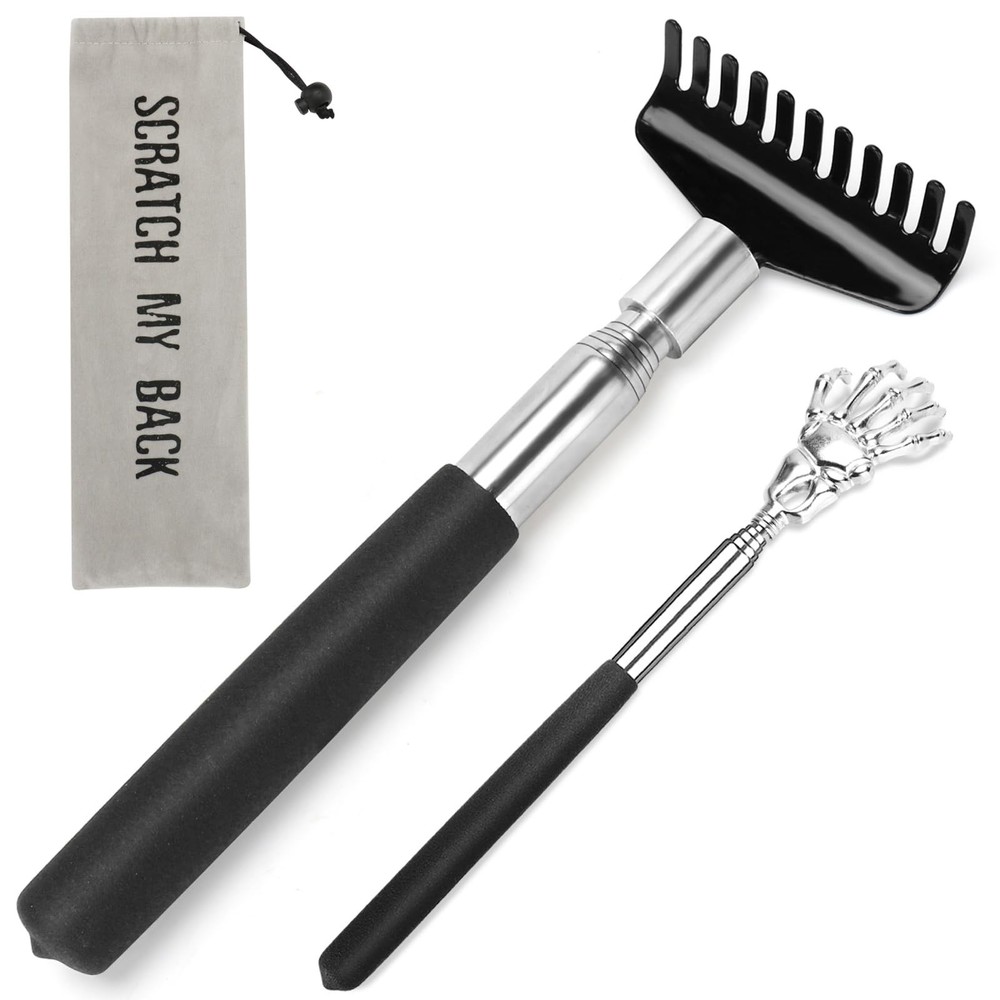 Oversized Back Scratcher Gift Set, 2 Pack, Portable Extendable Stainless Stee...