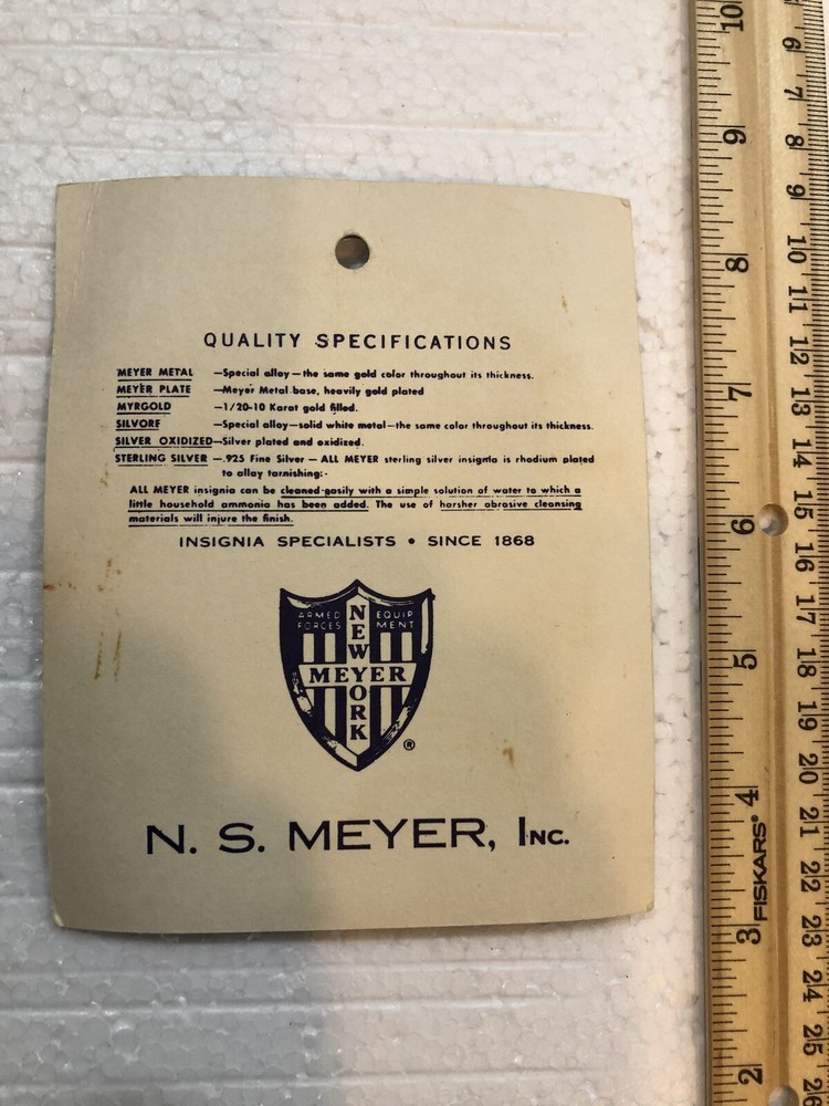 1966 Meyer Military Uniform Silver Stars