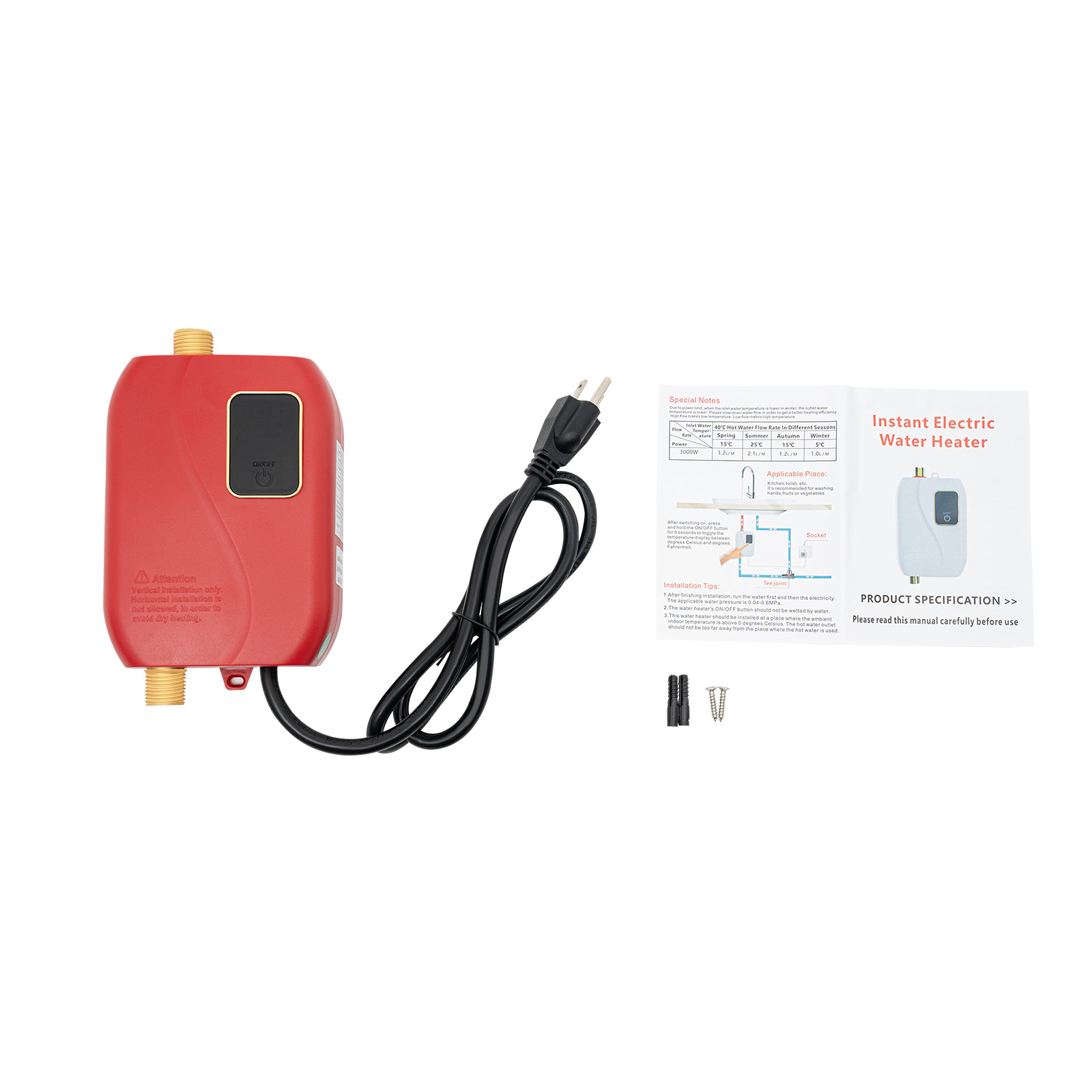 Mini 110v 3000w Instant Tankless Water Heater Electric Hot Water Heater Kitchen
